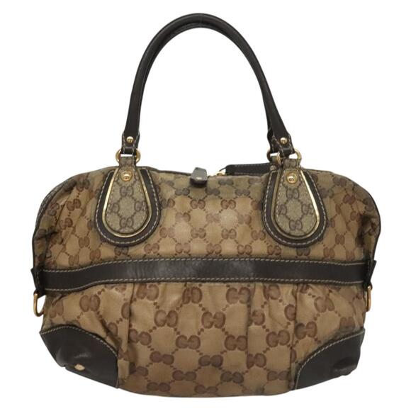 GUCCI GG Crystal Hand Bag Coated Canvas Beige Gold - Picture 2 of 16